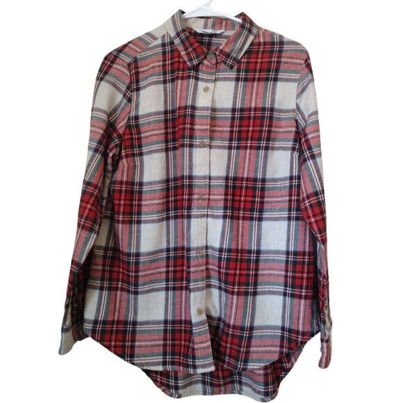 Old Navy Tops - Old Navy The Classic Shirt Woman's L Red Plaid Button Up Western Autumn Rodeo
